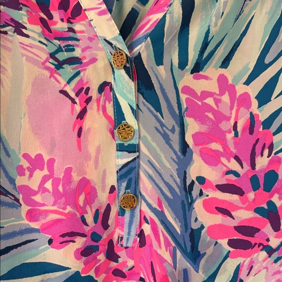 Lilly Pulitzer Elsa Tropical Floral Tunic in Pink & Blue - Picture 4 of 8